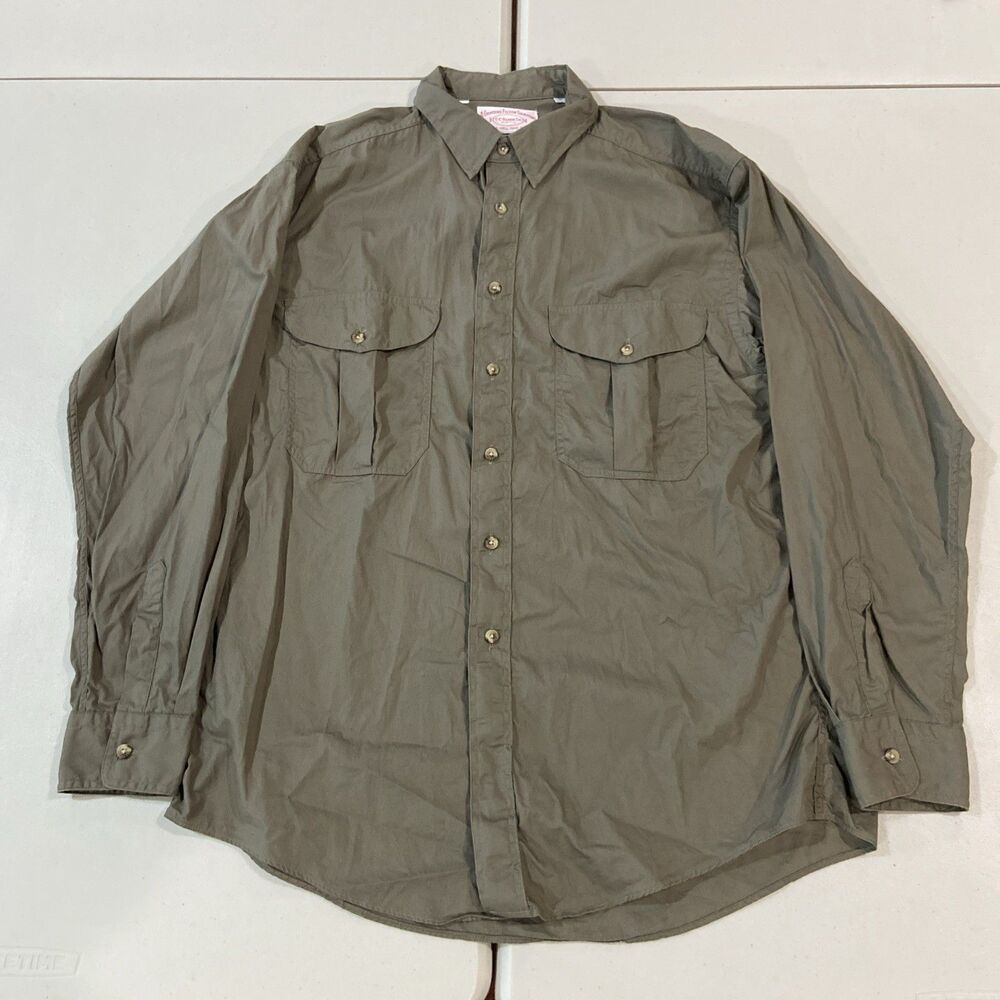 CC Filson Shirt Mens L Button Up Safari Pockets Long Sleeve Fishing